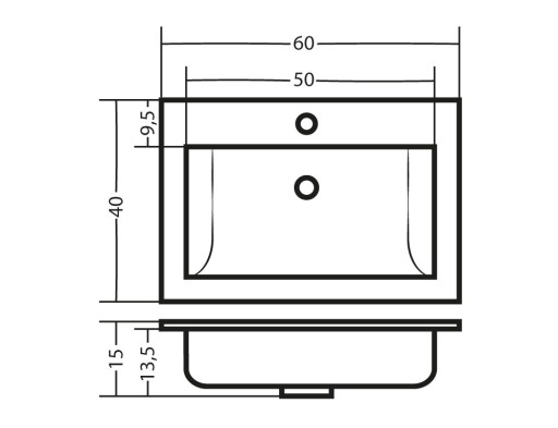 БЕЛАЯ раковина 60 x 40 x 1,5 см Polish Product