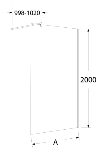 NOWOŚĆ Kabina CZARNE PROFILE WALK IN ścianka 90 cm