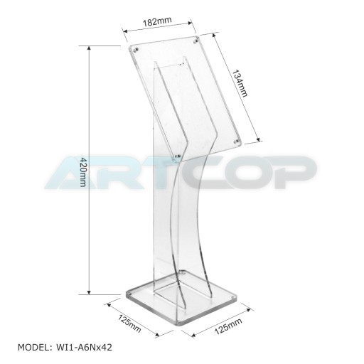 А6 - Подставка из оргстекла для описания, высота листовки 42см.