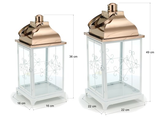 ФОНАРИ Белые медные фонари, комплект. 2 шт. 36-49 см.