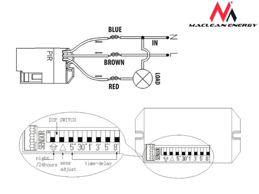 PIR ДАТЧИК ДВИЖЕНИЯ 230 В 800 Вт СВЕТОДИОДНЫЙ С ДЕТЕКТОРОМ MINI TO Z