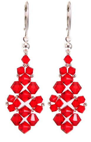 Kolczyki kryształy SWAROVSKI czerwone SIAM długie