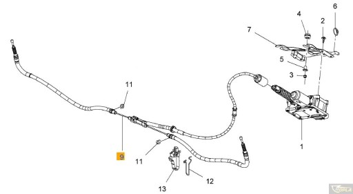 Linka hamulca ręcznego Opel Astra J elektryczna