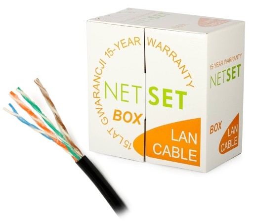 Przewód NETSET BOX U/UTP 5e żelowany, czarny 305m