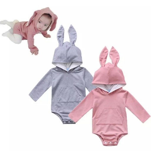Bluza niemowlęca z uszami KRÓLIK ciepłe body bodziak KRÓLICZEK uszy 68 74