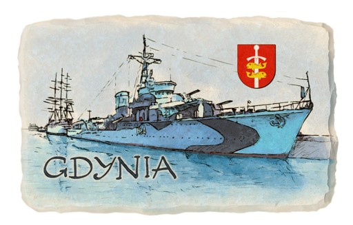 Magnes na lodówkę kamień pamiątka GDYNIA 333