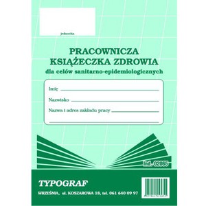 Pracownicza ksiązeczka zdrowia A6 sanepidowska