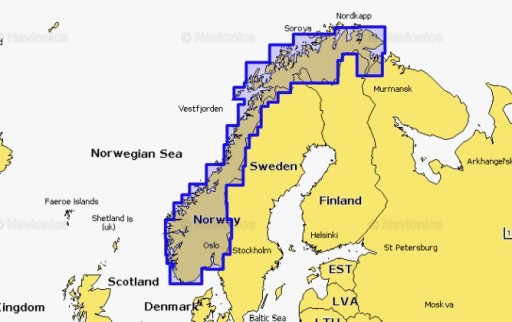 Mapa do echosondy Navionics+ Norwegia 5G366S