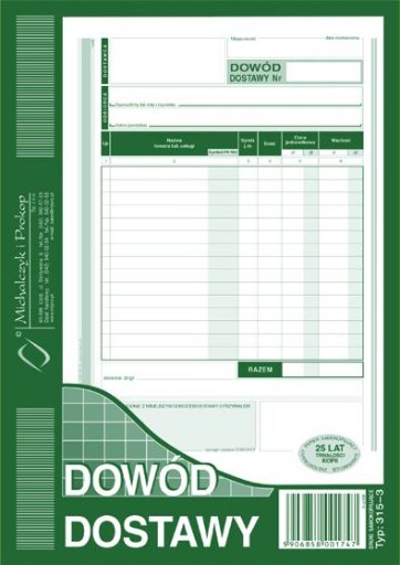 Dowód dostawy A5 MICHALCZYK 315-3 80k