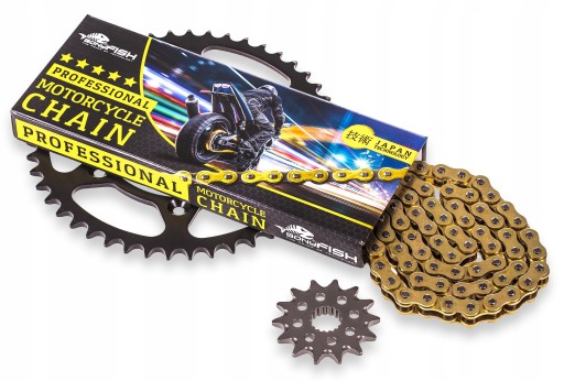 Zestaw napęd-owy Kawasaki EL 250 91-96r Eliminator Zębatki + Łańcuch GOLD