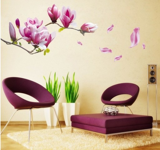 Naklejki ścienne na ścianę kwiaty MAGNOLIE pokój