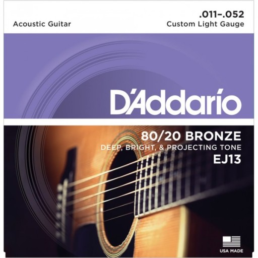D'Addario EJ13 80/20 Bronze 11-52 struny do gitary akustycznej KOMPLET