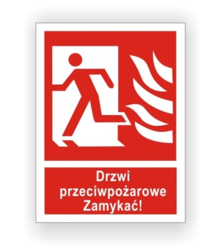 Znak Drzwi przeciwpożarowe Zamykać L 15x20 CNBOP