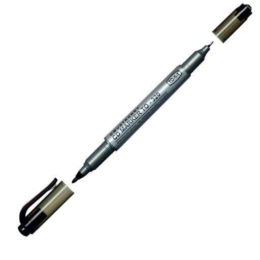 Marker dwustronny do płyt CD, permanentny czarny Toma 1 szt.