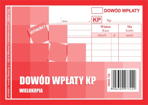 DRUK KP DOWÓD WPŁATY A6 WIELOKOPIA EMEKO