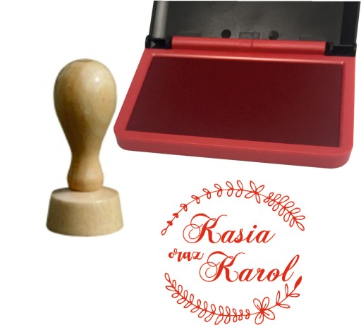 Pieczątka stempel 4 cm + poduszka ślub grawer