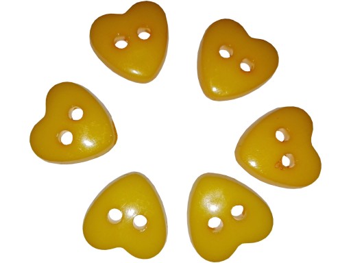 GUZIKI PLASTIKOWE SERCE 12x13 mm - CIEMNY ŻÓŁTY 6