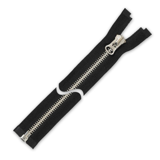 Zamek błyskawiczny GRUBY metalowy 75 cm srebrny