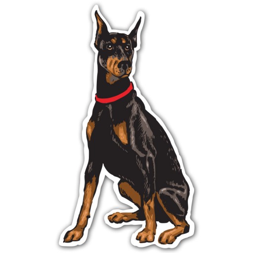 Naklejka DOBERMAN 15 cm na samochód PIES