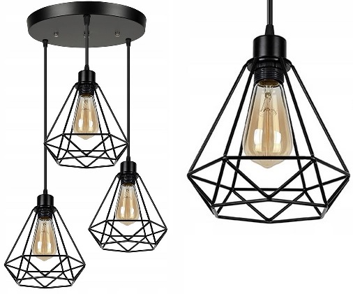 LAMPA SUFITOWA WISZĄCA W STYLU LOFT RENO 3x E27 LE