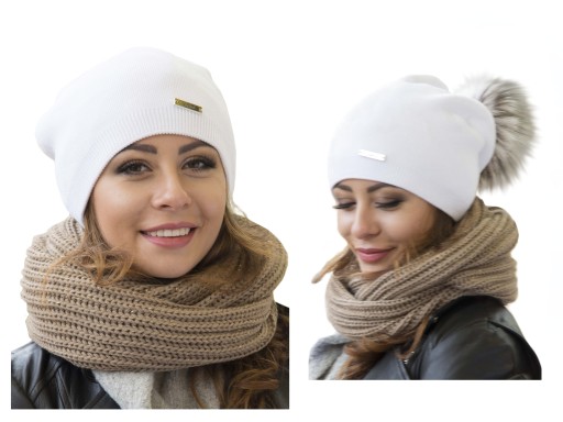 Elegancka Czapka Krasnal z Pomponem JENOT BIAŁA C7