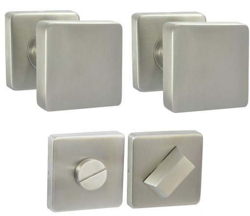 GAŁKO GAŁKA KWADRATOWA Z POKRĘTŁEM WC INOX KOMPLET