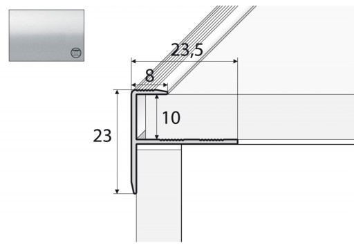 Profil schodowy do glazury A85 - 100cm SREBRO