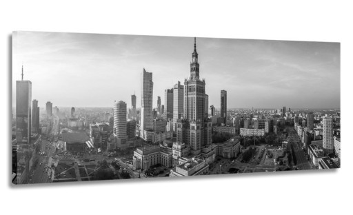 OBRAZ PANORAMA WARSZAWY 150x60 NA PŁÓTNIE SZARY