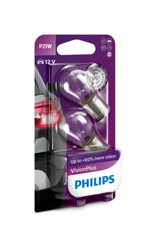 ŻARÓWKA PHILIPS VISIONPLUS +60% P21W 21W 2 SZT