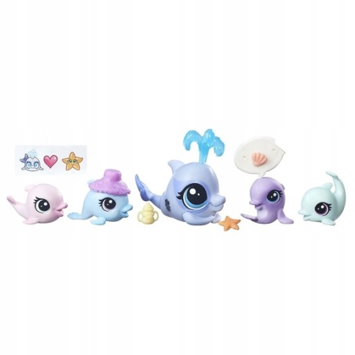 LITTLEST PET SHOP LPS 5 FIGUREK RODZINA DELFINKÓW