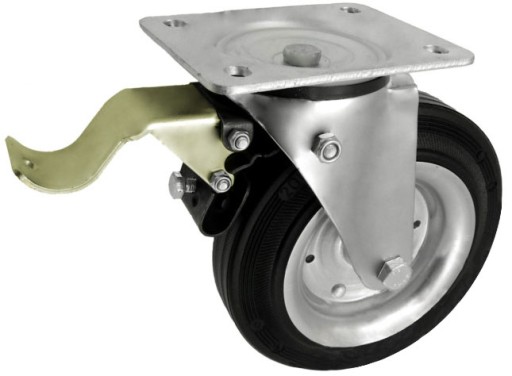 KOŁO SKRĘTNE METAL-GUMA 160mm W OBUDOWIE Z BLOKADĄ