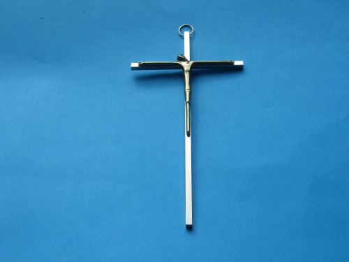 Krzyż metalowy nikiel 15,5 cm - Stylowy