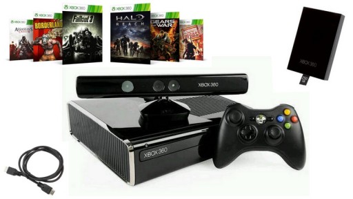 XBOX 360 S 250GB + KINECT + PAD + 4 GRY