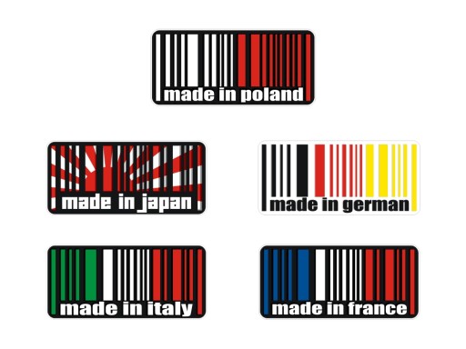 Naklejka Made In Poland Germany France Japan Italy *WZORY