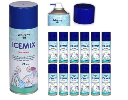 SZTUCZNY LÓD ZAMRAŻACZ ICEMIX SPRAY CHŁODZĄCY 400 ml 12 szt