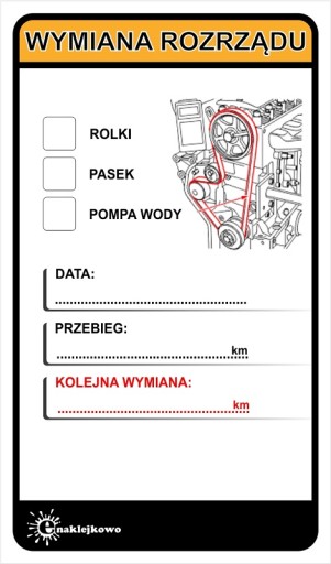 Naklejka Serwisowa wymian ROZRZĄDU 50szt.