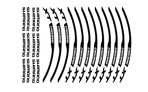 Zestaw naklejek DEORE XT SHIMANO na koła 12mm