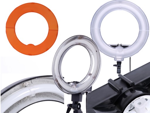 LAMPA PIERŚCIENIOWA 45W RING +dyfuzor biały orange