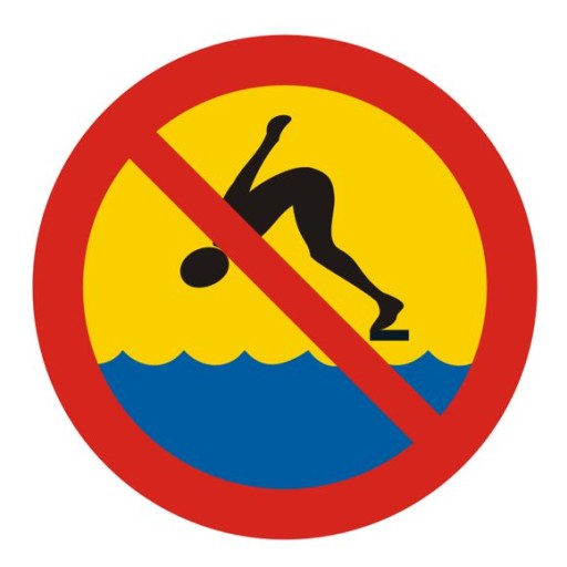 Водний знак для купання, що забороняє стрибати у воду