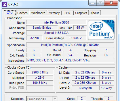 Intel Pentium Procesor G850 3M 2.9GHz LGA1155 - Allegro