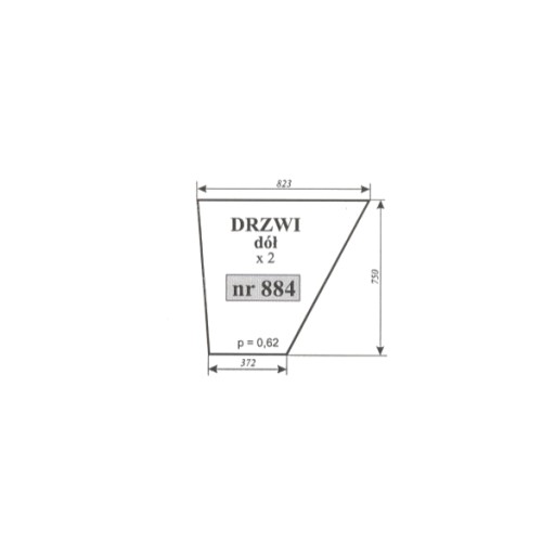 0884 - стекло двери вниз Massey MF 2620