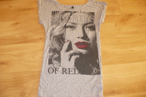 Zdjęcie oferty: T-shirt H&M r. 32, twarz kobiety, szary, tanio