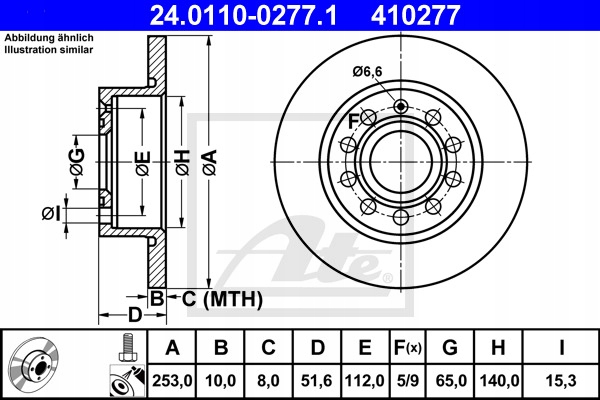 DISQUES SABOTS DE FREIN ATE ARRIÈRE - SEAT TOLEDO 3 253MM photo 2 - milautoparts-fr.ukrlive.com