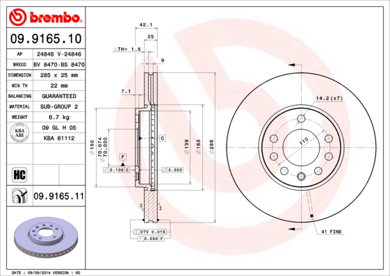 DISCS PADS BREMBO FRONT FIAT CROMA 285MM photo 2 - milautoparts-fr.ukrlive.com