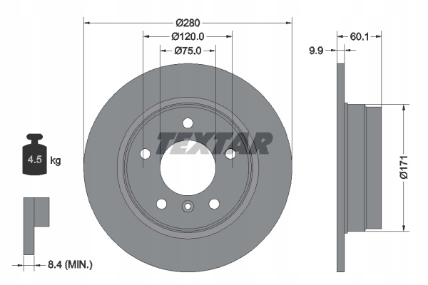 DISQUES SABOTS DE FREIN TEXTAR ARRIÈRE BMW 3 E46 280MM INTEGRAL photo 2 - milautoparts-fr.ukrlive.com