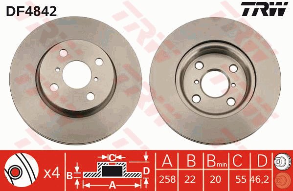 DISQUES SABOTS DE FREIN TRW AVANT TOYOTA YARIS II 3 258MM photo 2 - milautoparts-fr.ukrlive.com