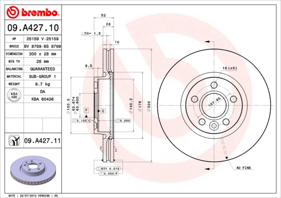 DISQUES I SABOTS DE FREIN BREMBO AVANT - FORD S-MAX photo 2 - milautoparts-fr.ukrlive.com