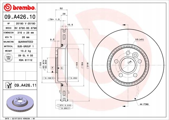 BREMBO DISQUES AVANT FORD S-MAX GALAXY 316MM photo 3 - milautoparts-fr.ukrlive.com