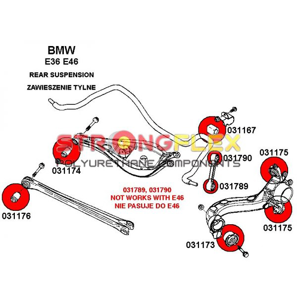 BUSHING SWINGARM REAR REAR BMW 3 E36 E46 POLYURETHANE photo 2 - milautoparts-fr.ukrlive.com