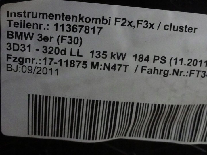 фото №4, Bmw f30 f31 f34 f32 f33 f36 манометр спидометр дизель